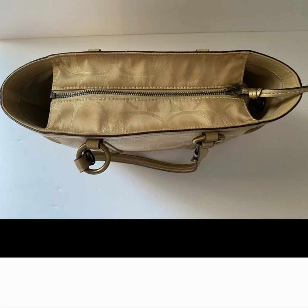 Coach Gold Signature Gallery Tote Bag With Studs